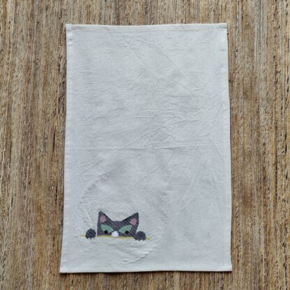 Grey Cat Face Kitchen Towel - Image 4